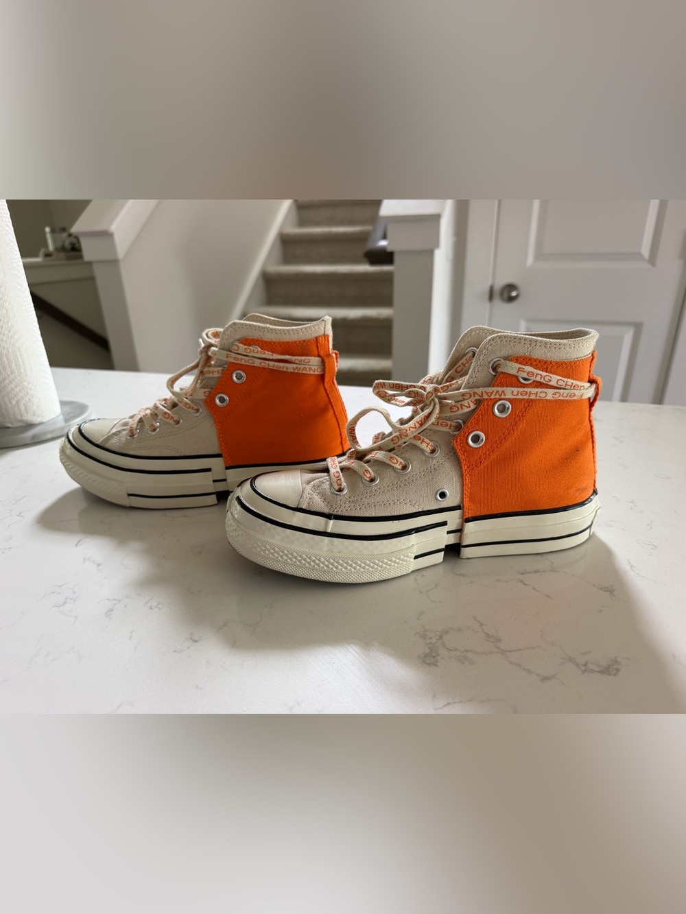 FenG CHen Wang x Converse Orange and White Chuck Taylor’s High Top - 5.5/7.5/38